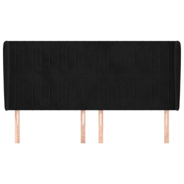 vidaXL Κεφαλάρι με Πτερύγια Μαύρο 203x23x118/128cm Βελούδινο 1 τεμ.