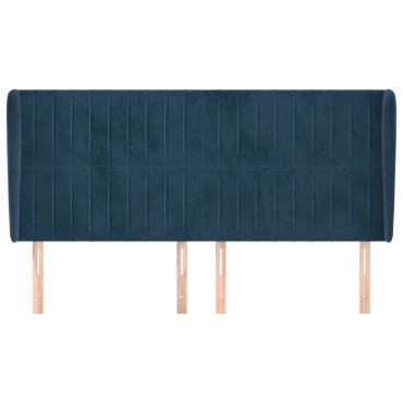 vidaXL Κεφαλάρι με ΠτερύγιαΣκούρο Μπλε 203x23x118/128cm Βελούδινο 1 τεμ.