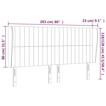 vidaXL Κεφαλάρι με Πτερύγια Μαύρο203x23x118/128cm Υφασμάτινο 1 τεμ.