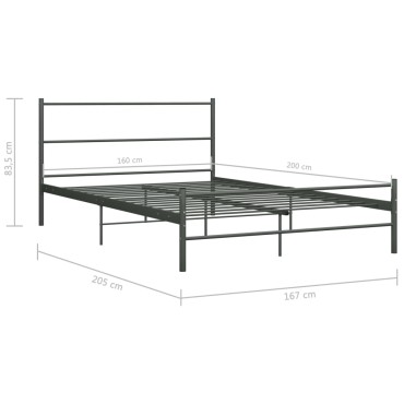 vidaXL Πλαίσιο Κρεβατιού Γκρι 160 x 200 εκ. Μεταλλικό