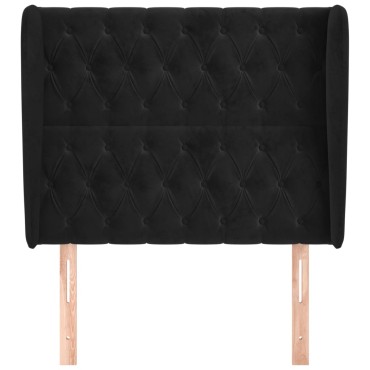 vidaXL Κεφαλάρι με Πτερύγια Μαύρο 103x23x118/128cm Βελούδινο 1 τεμ.