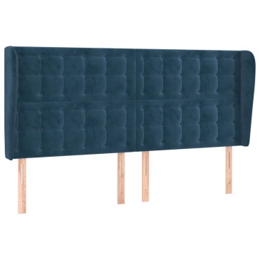 vidaXL Κεφαλάρι με ΠτερύγιαΣκούρο Μπλε 203x23x118/128cm Βελούδινο 1 τεμ.