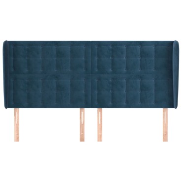 vidaXL Κεφαλάρι με ΠτερύγιαΣκούρο Μπλε 203x23x118/128cm Βελούδινο 1 τεμ.