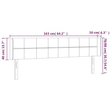 vidaXL Κεφαλάρι με Πτερύγια Σκούρο Γκρι 163x16x78/88cm Υφασμάτινο 1 τεμ.