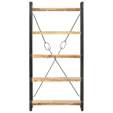 vidaXL Βιβλιοθήκη με 5 Επίπεδα 90x30x180cm από Μασίφ Ξύλο Μάνγκο 1 τεμ.