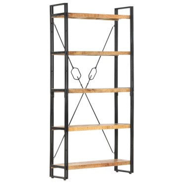 vidaXL Βιβλιοθήκη με 5 Επίπεδα 90x30x180cm από Μασίφ Ξύλο Μάνγκο 1 τεμ.
