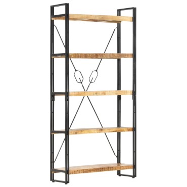 vidaXL Βιβλιοθήκη με 5 Επίπεδα 90x30x180cm από Μασίφ Ξύλο Μάνγκο 1 τεμ.