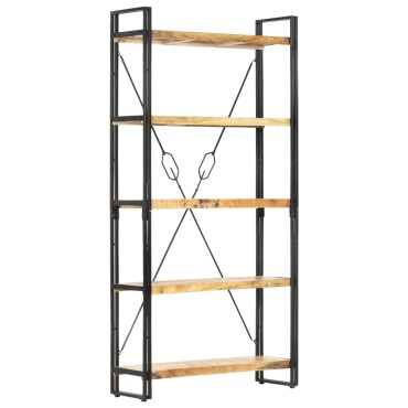 vidaXL Βιβλιοθήκη με 5 Επίπεδα 90x30x180cm από Μασίφ Ξύλο Μάνγκο 1 τεμ.