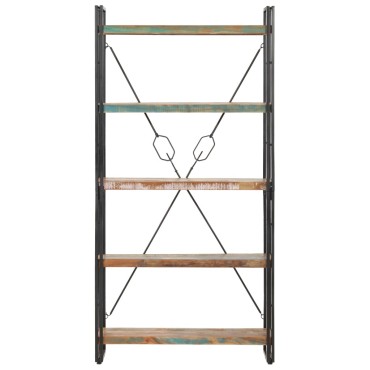 vidaXL Βιβλιοθήκη με 5 Επίπεδα 90x30x180cm Μασίφ Ανακυκλωμένο Ξύλο 1 τεμ.