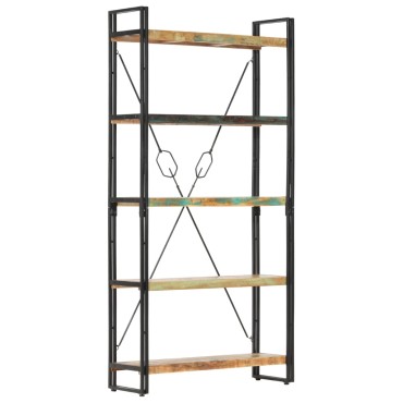 vidaXL Βιβλιοθήκη με 5 Επίπεδα 90x30x180cm Μασίφ Ανακυκλωμένο Ξύλο 1 τεμ.