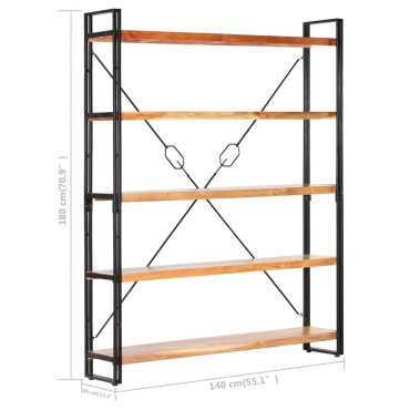 vidaXL Βιβλιοθήκη με 5 Επίπεδα 140x30x180cm Μασίφ Ξύλο Ακακίας 1 τεμ.