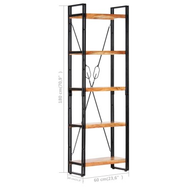 vidaXL Βιβλιοθήκη με 5 Επίπεδα 60x30x180cm Μασίφ Ξύλο Ακακίας 1 τεμ.