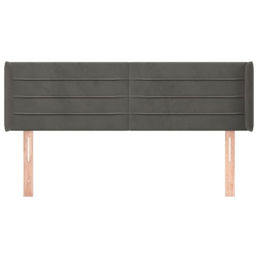 vidaXL Κεφαλάρι με Πτερύγια Σκούρο Γκρι 147x16x78/88cm Βελούδινο 1 τεμ.