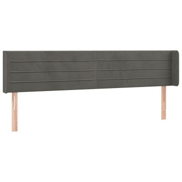 vidaXL Κεφαλάρι με Πτερύγια Σκούρο Γκρι 163x16x78/88cm Βελούδινο 1 τεμ.