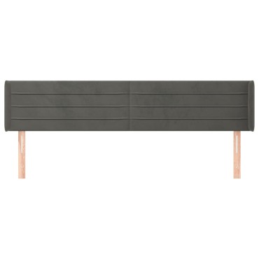 vidaXL Κεφαλάρι με Πτερύγια Σκούρο Γκρι 163x16x78/88cm Βελούδινο 1 τεμ.