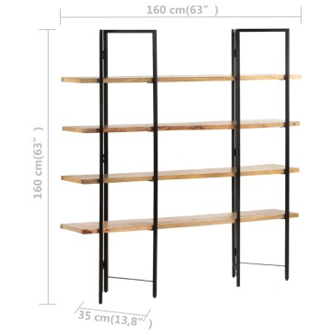 vidaXL Βιβλιοθήκη με 4 Επίπεδα 160x35x160cm Μασίφ Ξύλο Μάνγκο 1 τεμ.