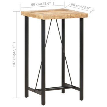 vidaXL Τραπέζι Μπαρ 60x60x107cm Ακατέργαστο Ξύλο Μάνγκο 1 τεμ.