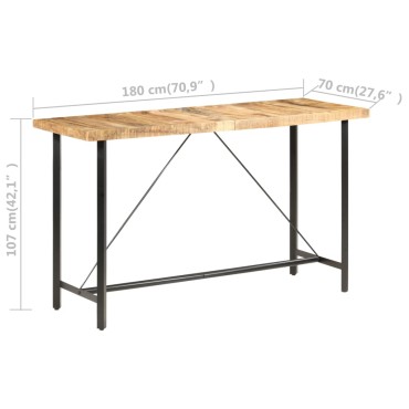 vidaXL Τραπέζι Μπαρ 180x70x107cm Ακατέργαστο Ξύλο Μάνγκο 1 τεμ.
