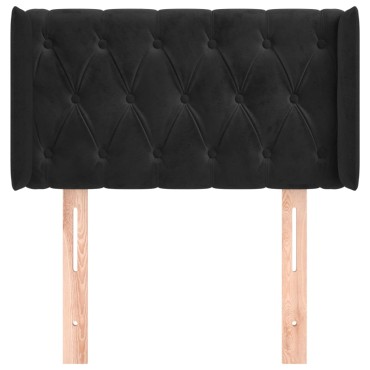 vidaXL Κεφαλάρι με Πτερύγια Μαύρο 83x16x78/88cm Βελούδινο 1 τεμ.