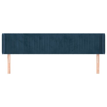 vidaXL Κεφαλάρι με Πτερύγια Σκούρο Μπλε 163x16x78/88cm Βελούδινο 1 τεμ.