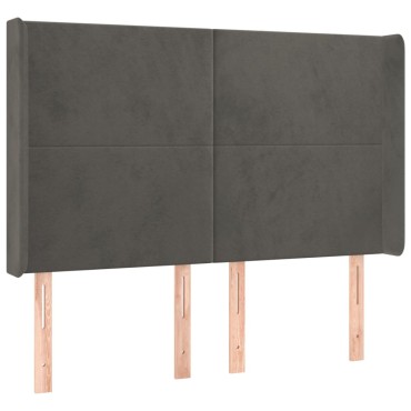 vidaXL Κεφαλάρι με Πτερύγια Σκούρο Γκρι 147x16x118/128cm Βελούδινο 1 τεμ.