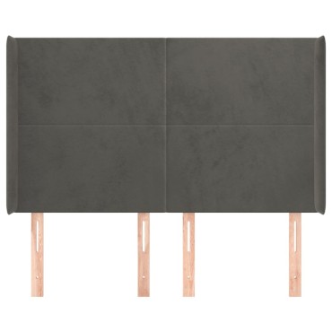 vidaXL Κεφαλάρι με Πτερύγια Σκούρο Γκρι 147x16x118/128cm Βελούδινο 1 τεμ.