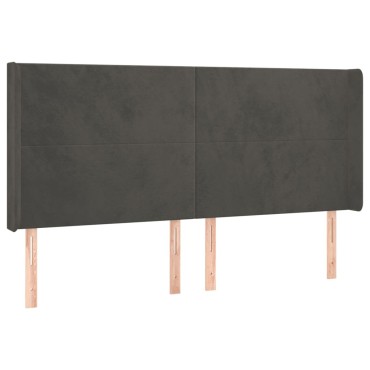 vidaXL Κεφαλάρι με Πτερύγια Σκούρο Γκρι 163x16x118/128cm Βελούδινο 1 τεμ.