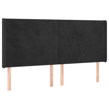 vidaXL Κεφαλάρι με Πτερύγια Μαύρο 203x16x118/128cm Βελούδινο 1 τεμ.