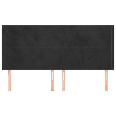 vidaXL Κεφαλάρι με Πτερύγια Μαύρο 203x16x118/128cm Βελούδινο 1 τεμ.