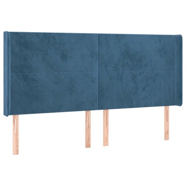 vidaXL Κεφαλάρι με Πτερύγια Σκούρο Μπλε 203x16x118/128cm Βελούδινο 1 τεμ.