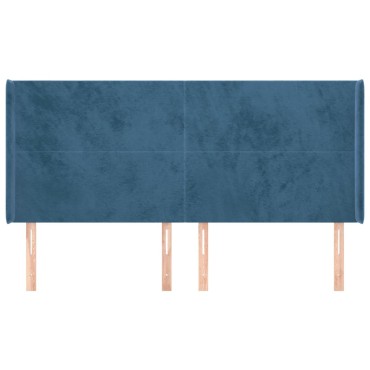 vidaXL Κεφαλάρι με Πτερύγια Σκούρο Μπλε 203x16x118/128cm Βελούδινο 1 τεμ.