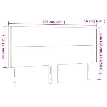 vidaXL Κεφαλάρι με Πτερύγια Σκούρο Μπλε 203x16x118/128cm Βελούδινο 1 τεμ.