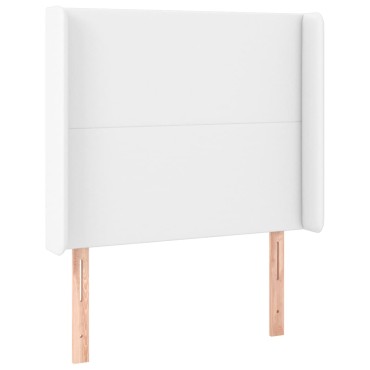 vidaXL Κεφαλάρι με Πτερύγια Λευκό 93x16x118/128cm Συνθ. Δέρμα 1 τεμ.