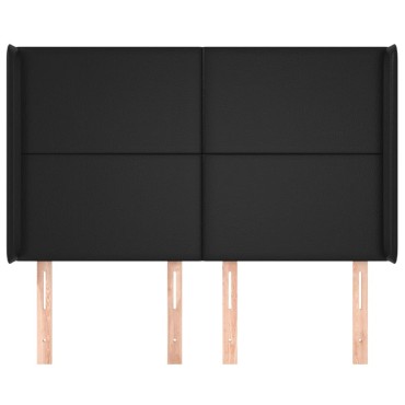vidaXL Κεφαλάρι με Πτερύγια Μαύρο 147x16x118/128cm Συνθ. Δέρμα 1 τεμ.