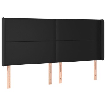 vidaXL Κεφαλάρι με Πτερύγια Μαύρο 163x16x118/128cmΣυνθετικό Δέρμα 1 τεμ.