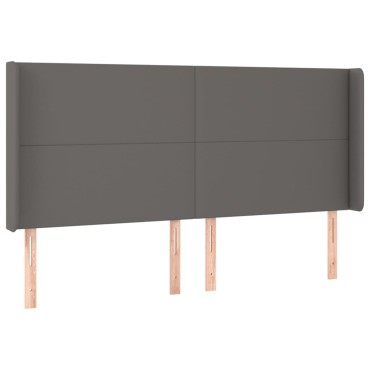 vidaXL Κεφαλάρι με Πτερύγια Γκρι 163x16x118/128cm Συνθετικό Δέρμα 1 τεμ.