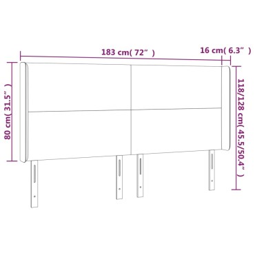 vidaXL Κεφαλάρι με Πτερύγια Γκρι 183x16x118/128cm Συνθετικό Δέρμα 1 τεμ.
