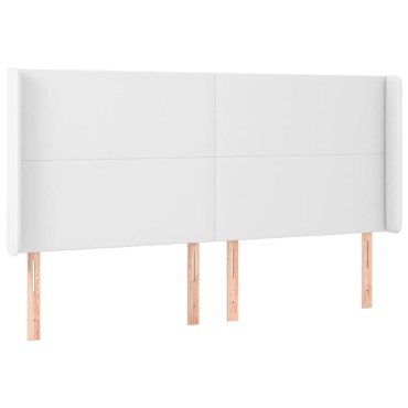 vidaXL Κεφαλάρι με Πτερύγια Λευκό 203x16x118/128cm Συνθετικό Δέρμα 1 τεμ.