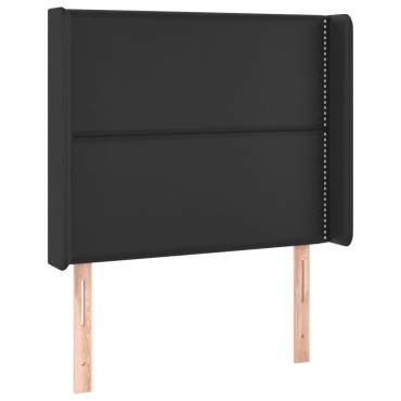 vidaXL Κεφαλάρι με Πτερύγια Μαύρο 93x16x118/128cm Συνθ. Δέρμα 1 τεμ.