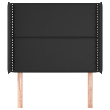 vidaXL Κεφαλάρι με Πτερύγια Μαύρο 93x16x118/128cm Συνθ. Δέρμα 1 τεμ.