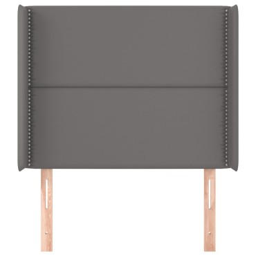 vidaXL Κεφαλάρι με ΠτερύγιαΓκρι 93x16x118/128cm Συνθετικό Δέρμα 1 τεμ.