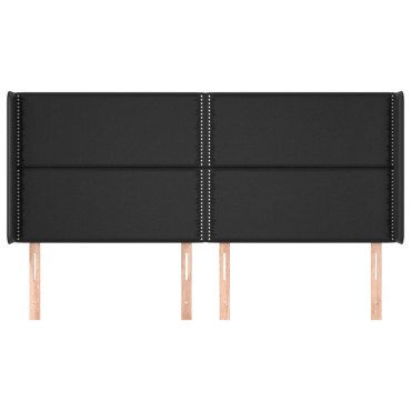 vidaXL Κεφαλάρι με Πτερύγια Μαύρο 163x16x118/128cmΣυνθετικό Δέρμα 1 τεμ.