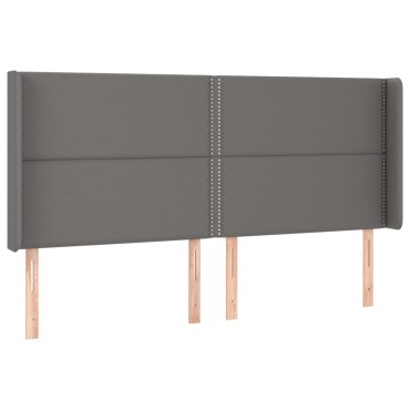 vidaXL Κεφαλάρι με Πτερύγια Γκρι 163x16x118/128cm Συνθετικό Δέρμα 1 τεμ.