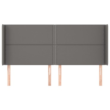vidaXL Κεφαλάρι με Πτερύγια Γκρι 163x16x118/128cm Συνθετικό Δέρμα 1 τεμ.