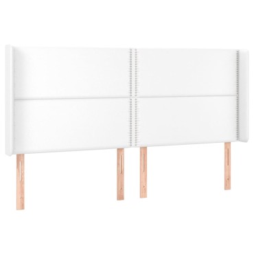 vidaXL Κεφαλάρι με Πτερύγια Λευκό 183x16x118/128cm Συνθετικό Δέρμα 1 τεμ.