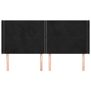 vidaXL Κεφαλάρι με Πτερύγια Μαύρο 183x16x118/128cm Βελούδινο 1 τεμ.