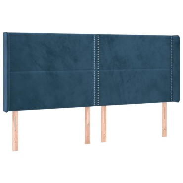 vidaXL Κεφαλάρι με Πτερύγια Σκούρο Μπλε 203x16x118/128cm Βελούδινο 1 τεμ.