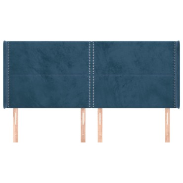 vidaXL Κεφαλάρι με Πτερύγια Σκούρο Μπλε 203x16x118/128cm Βελούδινο 1 τεμ.