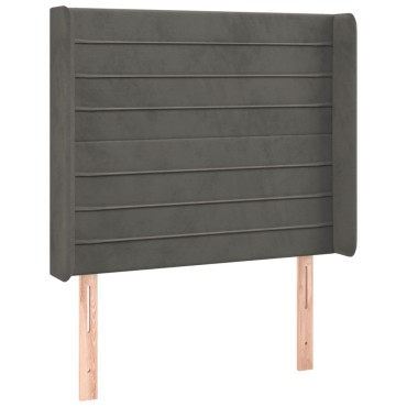vidaXL Κεφαλάρι με Πτερύγια Σκούρο Γκρι 83x16x118/128cm Βελούδινο 1 τεμ.