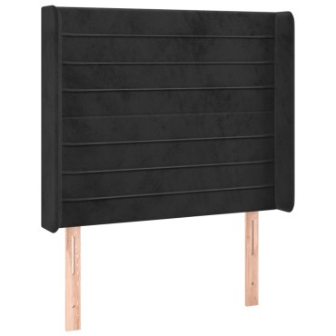 vidaXL Κεφαλάρι με Πτερύγια Μαύρο 83x16x118/128cm Βελούδινο 1 τεμ.